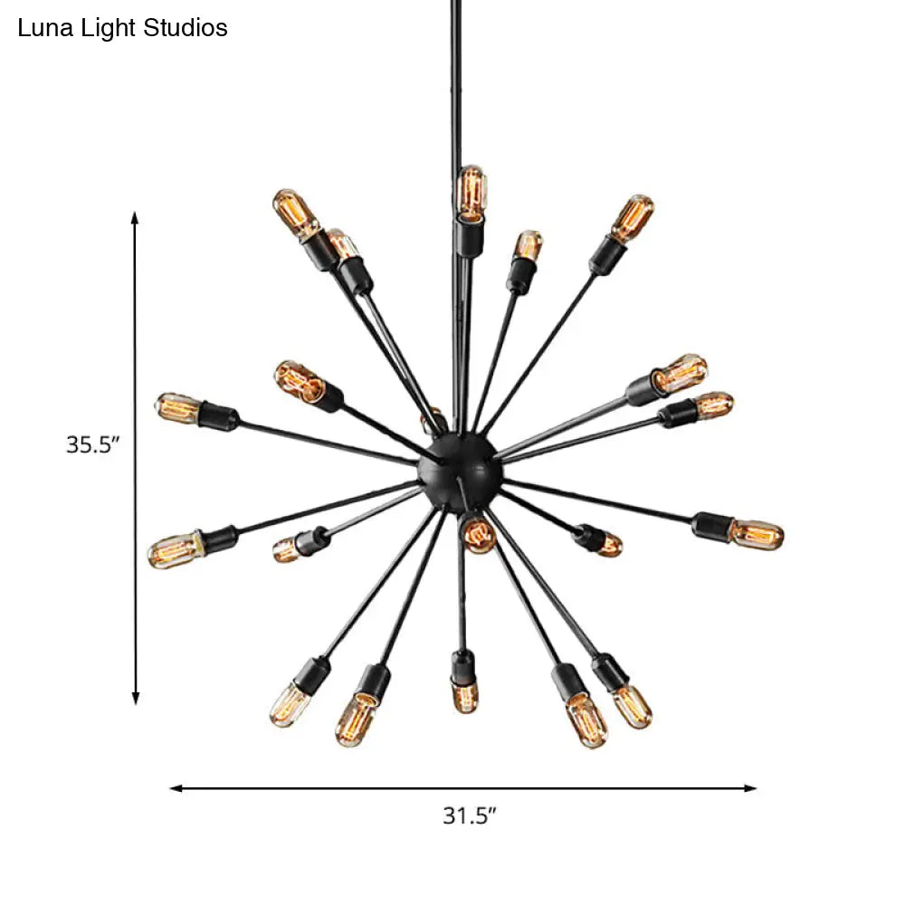 Retro Industrial Black Metal Chandelier Pendant - 9/12 Lights - Dining Room Lighting