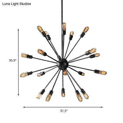 Retro Industrial Black Metal Chandelier Pendant - 9/12 Lights - Dining Room Lighting