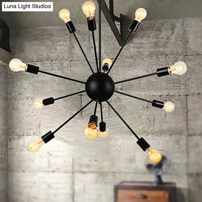 Retro Industrial Black Metal Chandelier Pendant - 9/12 Lights - Dining Room Lighting