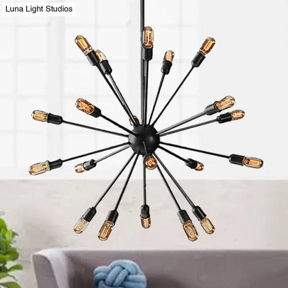 Retro Industrial Black Metal Chandelier Pendant - 9/12 Lights - Dining Room Lighting