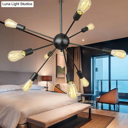 Retro Industrial Black Metal Chandelier Pendant - 9/12 Lights - Dining Room Lighting