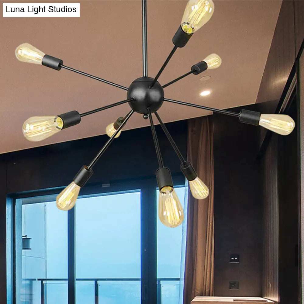Retro Industrial Black Metal Chandelier Pendant - 9/12 Lights - Dining Room Lighting
