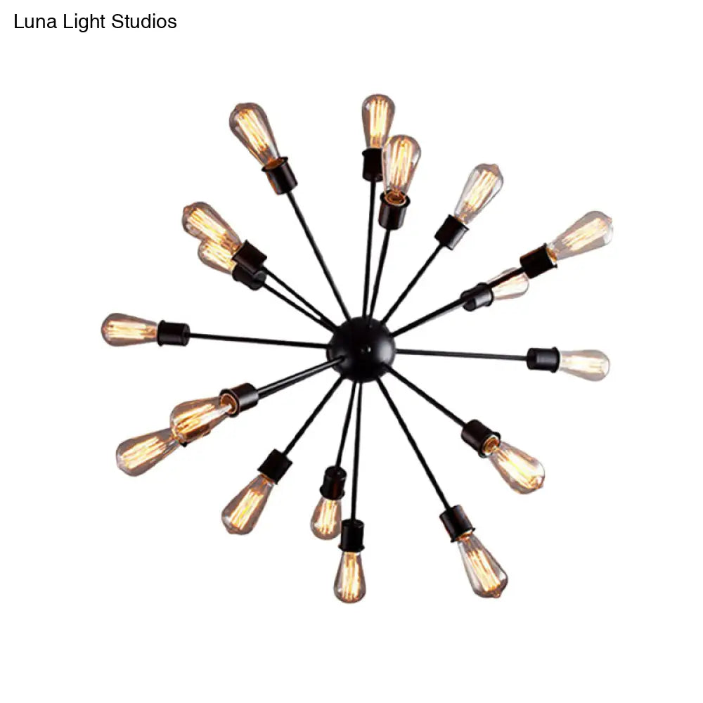 Retro Industrial Black Metal Chandelier Pendant - 9/12 Lights - Dining Room Lighting