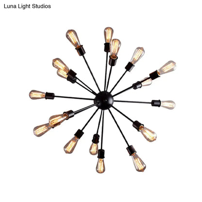 Retro Industrial Black Metal Chandelier Pendant - 9/12 Lights - Dining Room Lighting