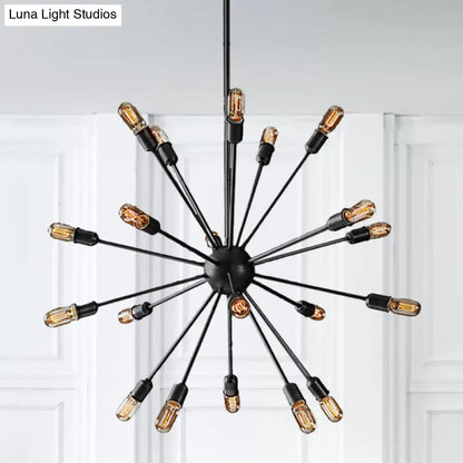 Retro Industrial Black Metal Chandelier Pendant - 9/12 Lights - Dining Room Lighting