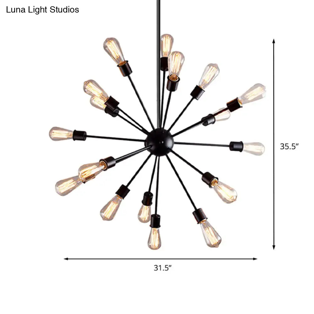 Retro Industrial Black Metal Chandelier Pendant - 9/12 Lights - Dining Room Lighting