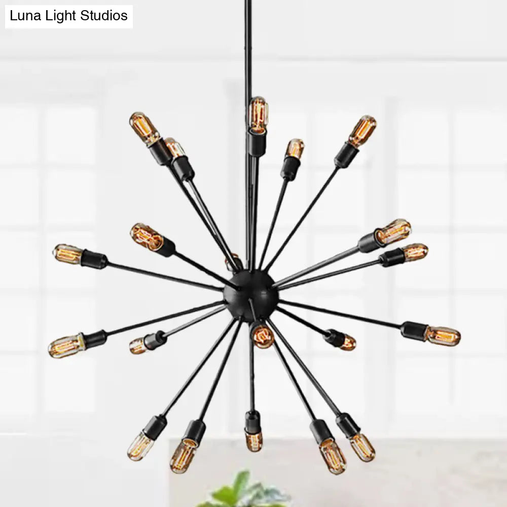Retro Industrial Black Metal Chandelier Pendant - 9/12 Lights - Dining Room Lighting