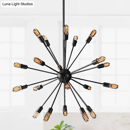 Retro Industrial Black Metal Chandelier Pendant - 9/12 Lights - Dining Room Lighting