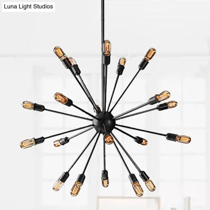 Retro Industrial Black Metal Chandelier Pendant - 9/12 Lights - Dining Room Lighting