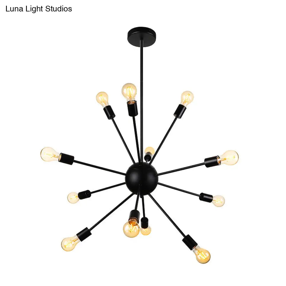 Retro Industrial Black Metal Chandelier Pendant - 9/12 Lights - Dining Room Lighting
