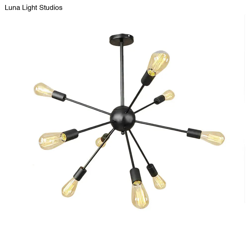 Retro Industrial Black Metal Chandelier Pendant - 9/12 Lights - Dining Room Lighting