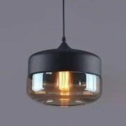 DecorBites™ black and smoked glass light pendant lighting with visible filament bulb retro industrial style for restaurant