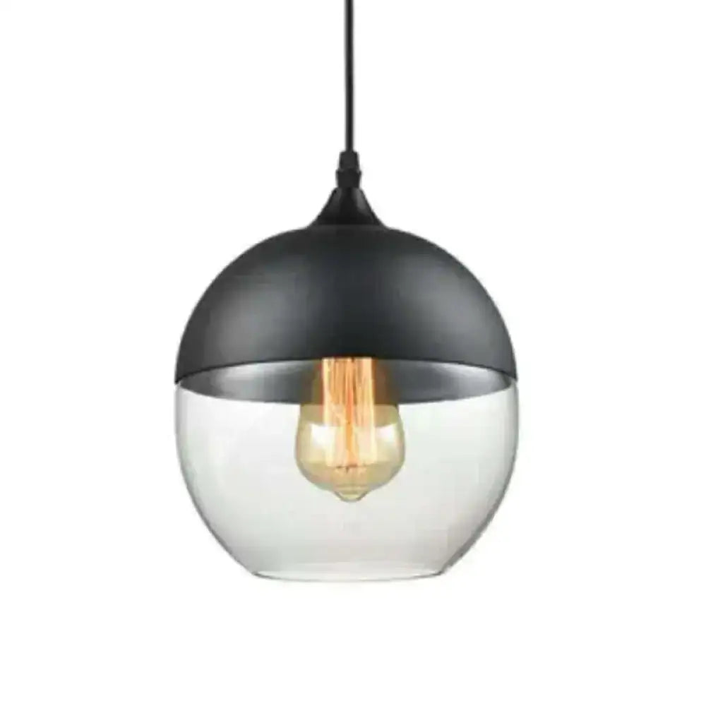 Decorbites™ retro industrial style light pendant lighting featuring black and clear glass globe with filament bulb for restaurants