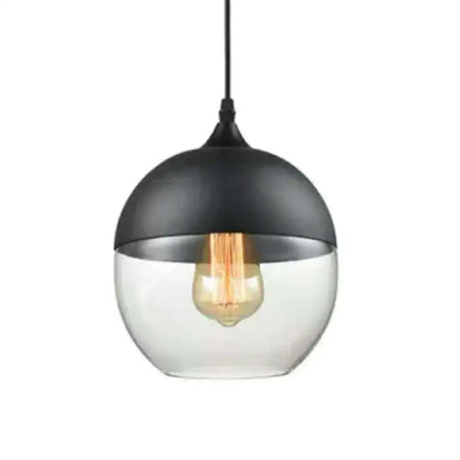 Decorbites™ retro industrial style light pendant lighting featuring black and clear glass globe with filament bulb for restaurants