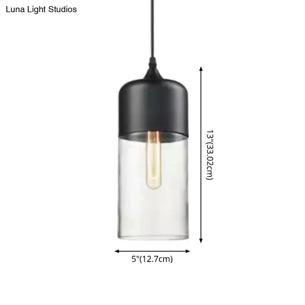 DecorBites™ black and clear glass light pendant lighting with visible filament bulb retro industrial style for restaurant use