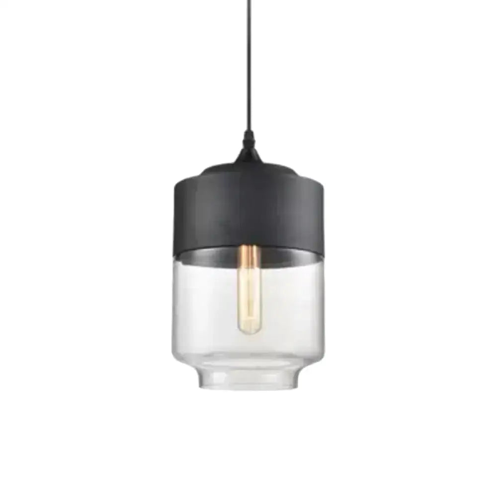 Black and clear glass light pendant lighting with retro industrial style for restaurant by DecorBites™