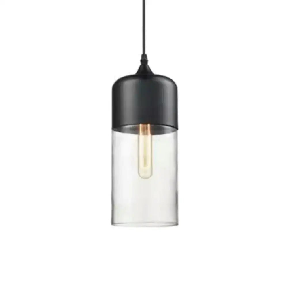 Decorbites™ black metal and clear glass light pendant lighting with exposed filament bulb retro industrial style ceiling light