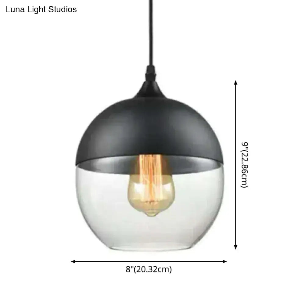 DecorBites™ retro industrial style light pendant lighting with black and clear glass and vintage filament bulb for restaurant