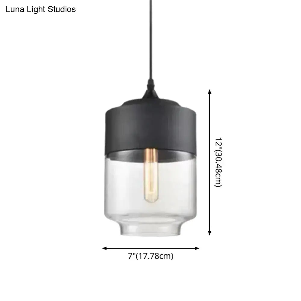 DecorBites™ black and clear glass light pendant lighting with visible edison bulb in retro industrial style for restaurant