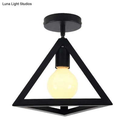 DecorBites™ DecorBites™ Retro Industrial Ceiling Light Fixture with Wrought Iron Frame - Black