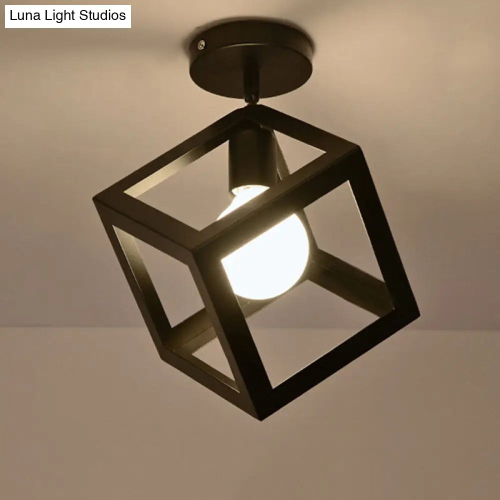 DecorBites™ DecorBites™ Retro Industrial Ceiling Light Fixture with Wrought Iron Frame - Black