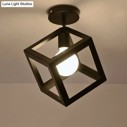 DecorBites™ DecorBites™ Retro Industrial Ceiling Light Fixture with Wrought Iron Frame - Black