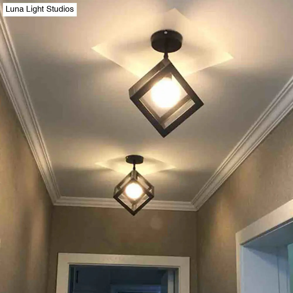 DecorBites™ DecorBites™ Retro Industrial Ceiling Light Fixture with Wrought Iron Frame - Black