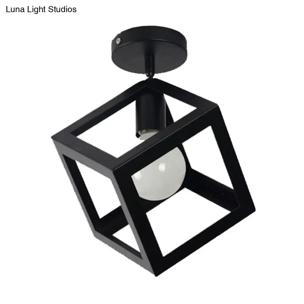 DecorBites™ DecorBites™ Retro Industrial Ceiling Light Fixture with Wrought Iron Frame - Black