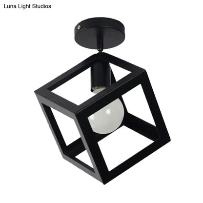 DecorBites™ DecorBites™ Retro Industrial Ceiling Light Fixture with Wrought Iron Frame - Black