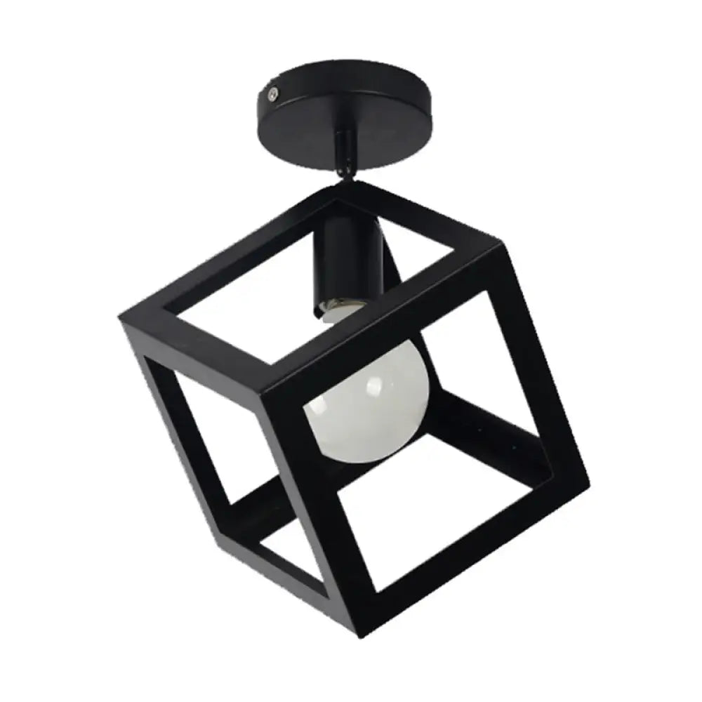 DecorBites™ DecorBites™ Retro Industrial Ceiling Light Fixture with Wrought Iron Frame - Black