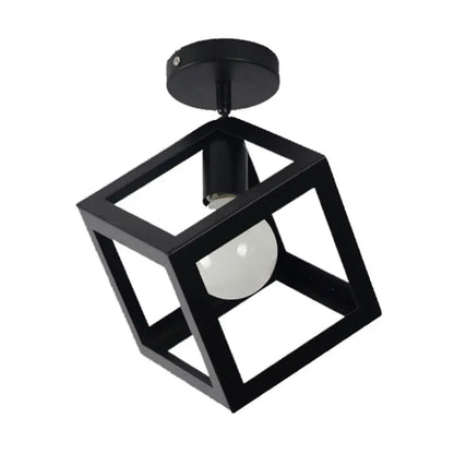 DecorBites™ DecorBites™ Retro Industrial Ceiling Light Fixture with Wrought Iron Frame - Black