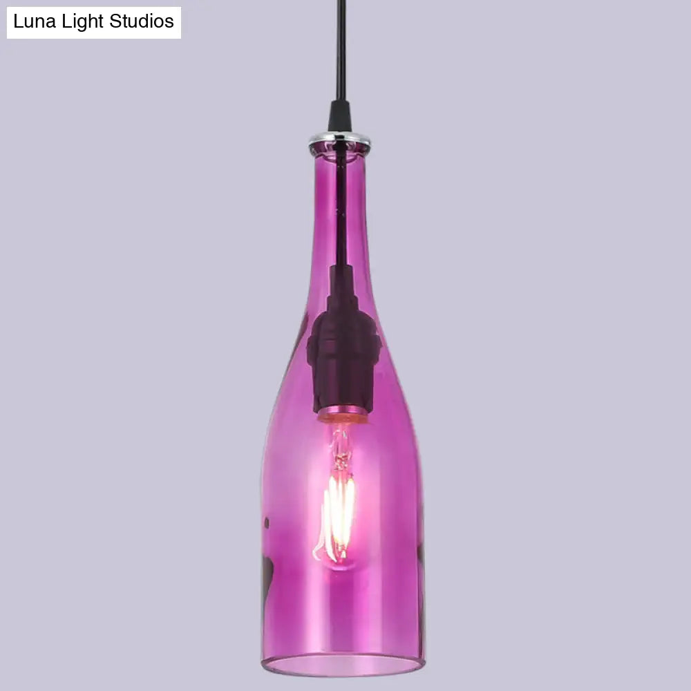 Retro Industrial Glass Pendant Lamp for Restaurants - 1 Light Bottle Shape Hanging Lamp