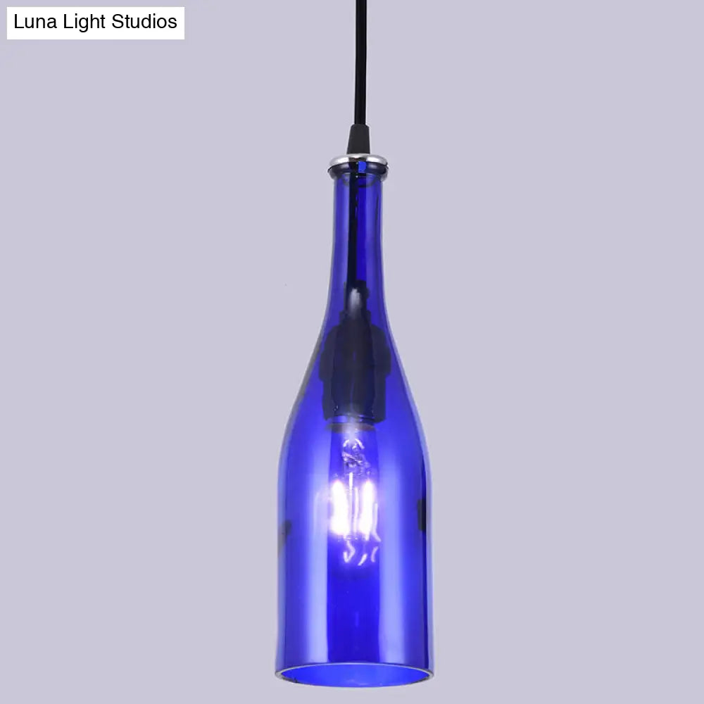 Retro Industrial Glass Pendant Lamp for Restaurants - 1 Light Bottle Shape Hanging Lamp