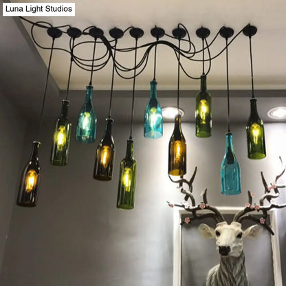 Retro Industrial Glass Pendant Lamp for Restaurants - 1 Light Bottle Shape Hanging Lamp