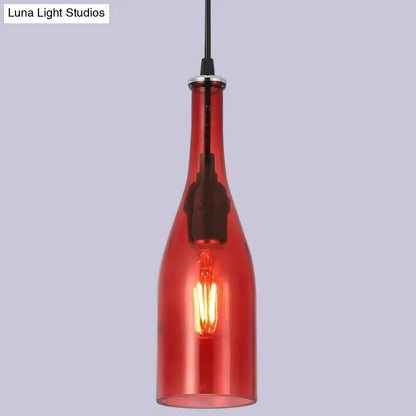 Retro Industrial Glass Pendant Lamp for Restaurants - 1 Light Bottle Shape Hanging Lamp