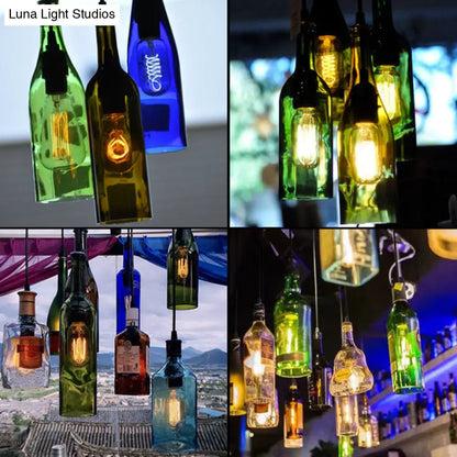 Retro Industrial Glass Pendant Lamp for Restaurants - 1 Light Bottle Shape Hanging Lamp