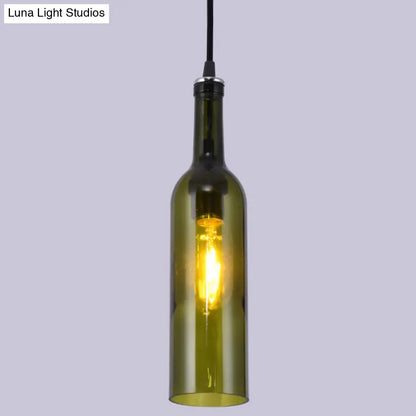 Retro Industrial Glass Pendant Lamp for Restaurants - 1 Light Bottle Shape Hanging Lamp