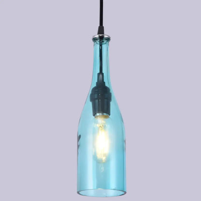 Retro Industrial Glass Pendant Lamp for Restaurants - 1 Light Bottle Shape Hanging Lamp