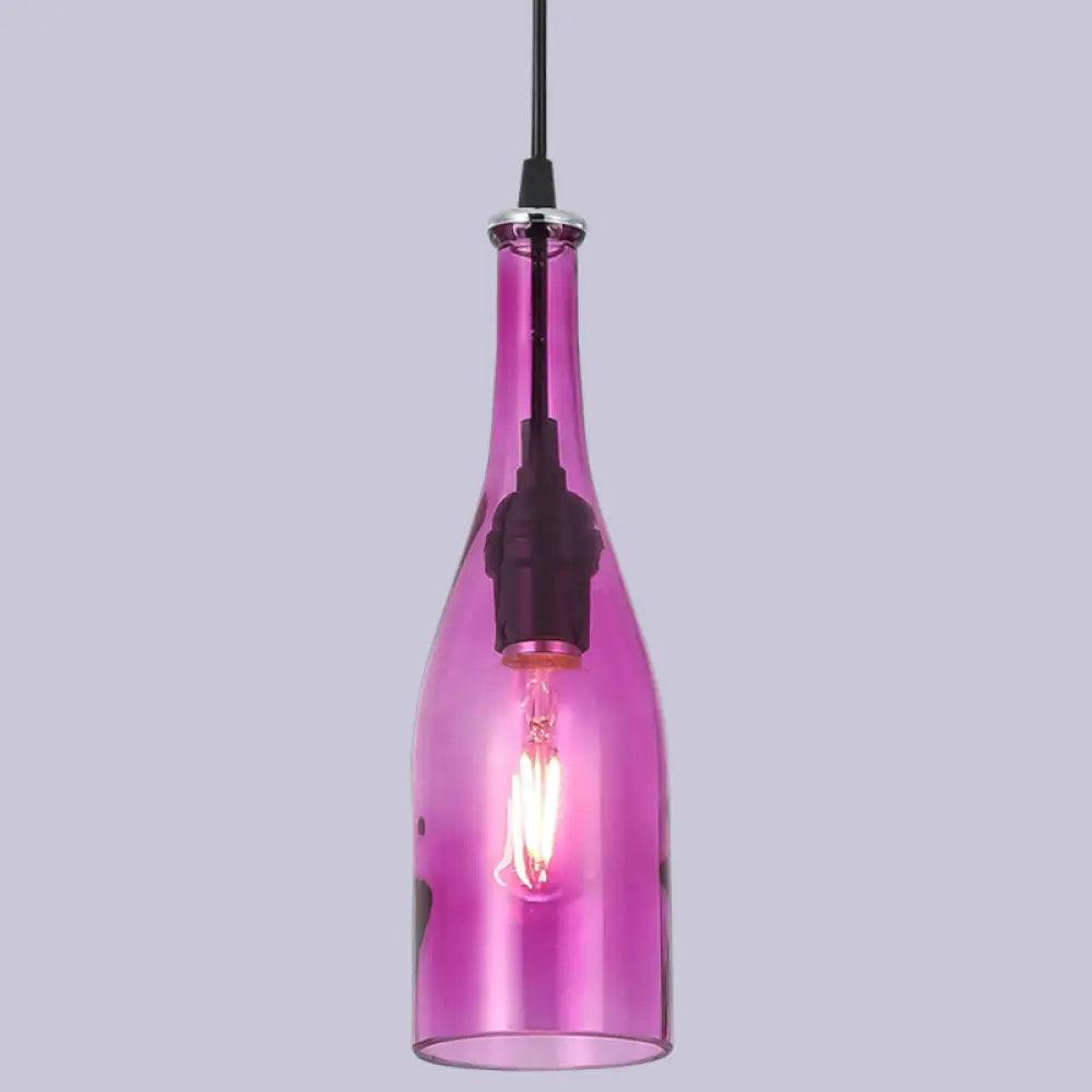 Retro Industrial Glass Pendant Lamp for Restaurants - 1 Light Bottle Shape Hanging Lamp