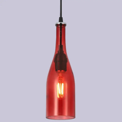 Retro Industrial Glass Pendant Lamp for Restaurants - 1 Light Bottle Shape Hanging Lamp