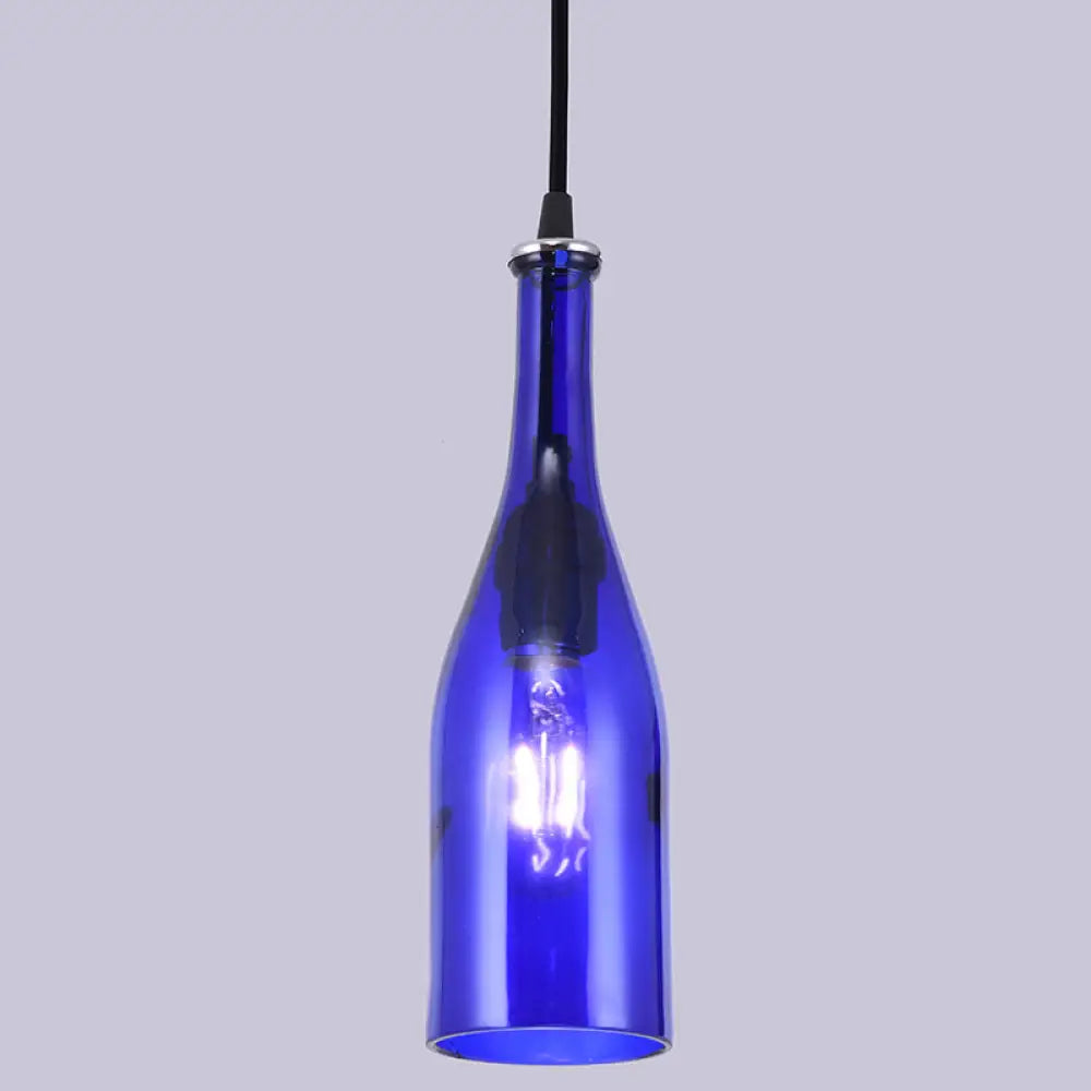 Retro Industrial Glass Pendant Lamp for Restaurants - 1 Light Bottle Shape Hanging Lamp