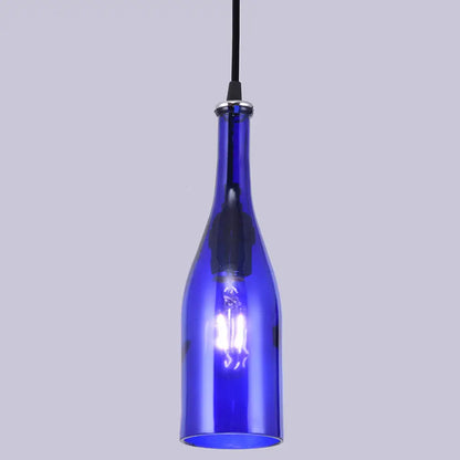 Retro Industrial Glass Pendant Lamp for Restaurants - 1 Light Bottle Shape Hanging Lamp