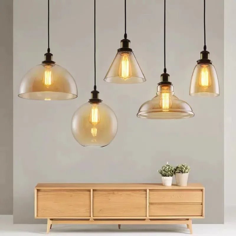 Retro Industrial Gray Glass Pendant Light - Decorbites