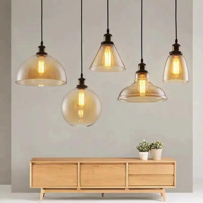 Retro Industrial Gray Glass Pendant Light - Decorbites