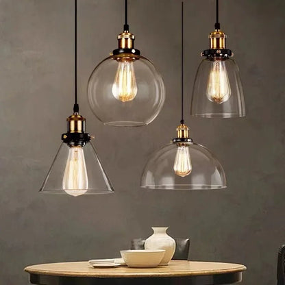 Retro Industrial Gray Glass Pendant Light - Decorbites