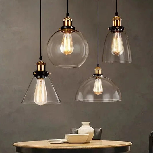 Retro Industrial Gray Glass Pendant Light - Decorbites