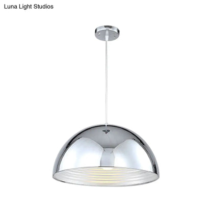 Retro Industrial Hanging Pendant Light with Dome Shade - Chrome Finish