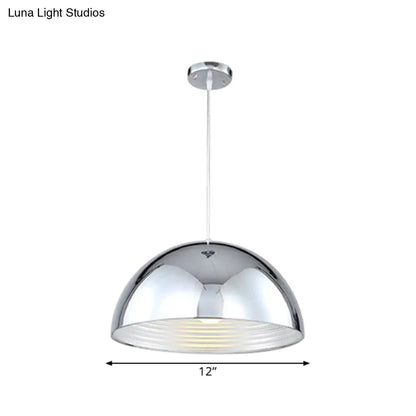 Retro Industrial Hanging Pendant Light with Dome Shade - Chrome Finish