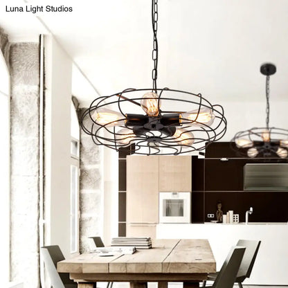 Retro Industrial Hanging Pendant Light with Fan Shape Design - 5 lights - Ideal for Restaurants