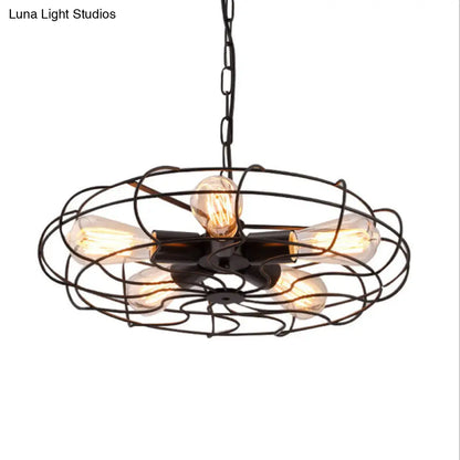 Retro Industrial Hanging Pendant Light with Fan Shape Design - 5 lights - Ideal for Restaurants